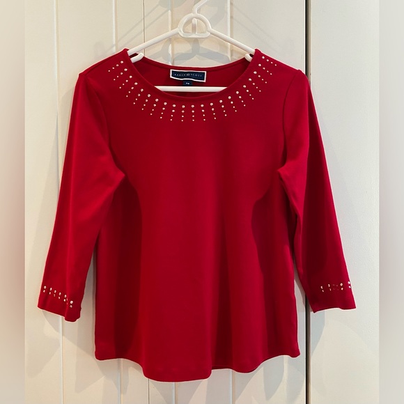 Karen Scott bedazzled top - Picture 1 of 5